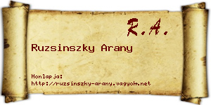 Ruzsinszky Arany névjegykártya
